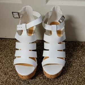White sandal wedges